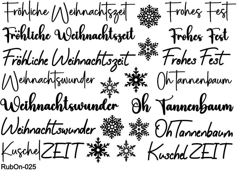 RubOn Sticker / Sprüche zu Weihnachten/ A5 Bogen / Randlos /Abreibebilder / DIY Sticker für z.B. Glas Holz