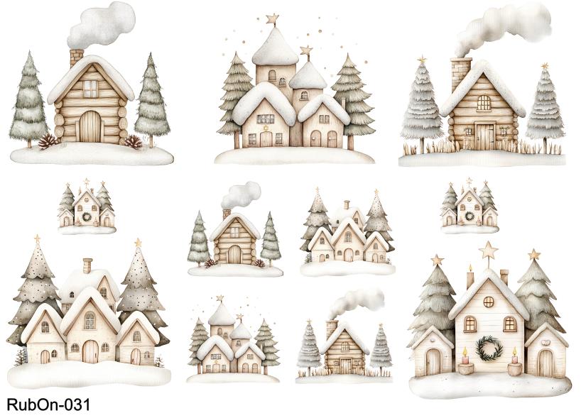 RubOn Sticker / Nordischer Winter/ A5 Bogen / Randlos /Abreibebilder / DIY Sticker für z.B. Glas Holz