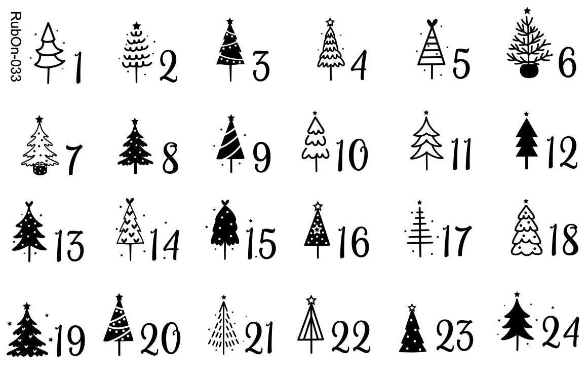 RubOn Sticker / Adventskalender / A4 Bogen / Randlos /Abreibebilder / DIY Sticker für z.B. Glas Holz