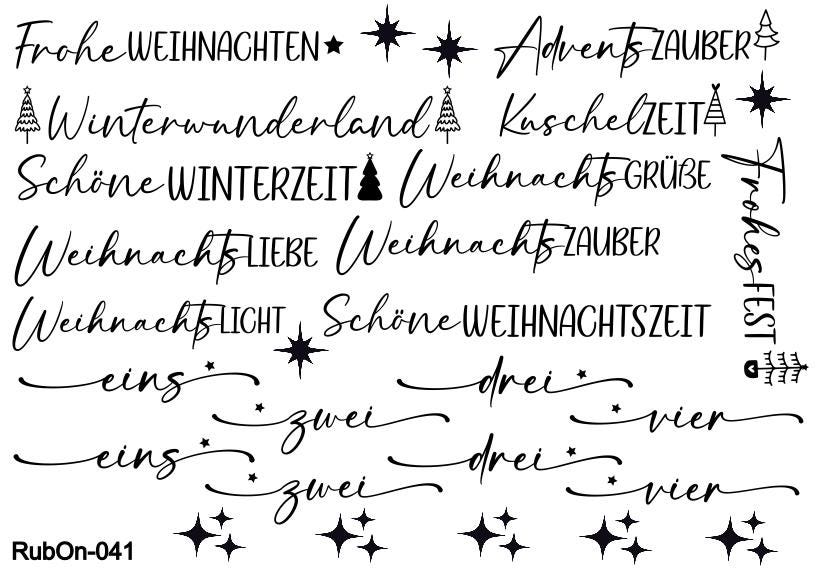 RubOn Sticker / Sprüche Weihnachten / A5 Bogen / Randlos / Abreibebilder / DIY Sticker für z.B. Glas Holz