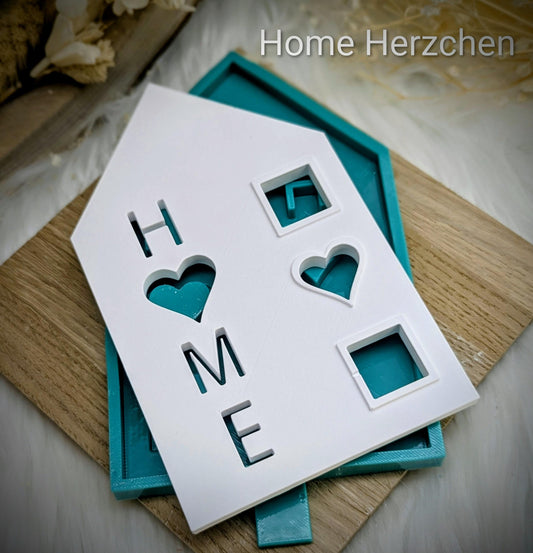 Silikonform für Lichthäuschen / HOME mit Herzchen / Standarthaus / Lichthaus mit Dach / Raysin / Silikonform