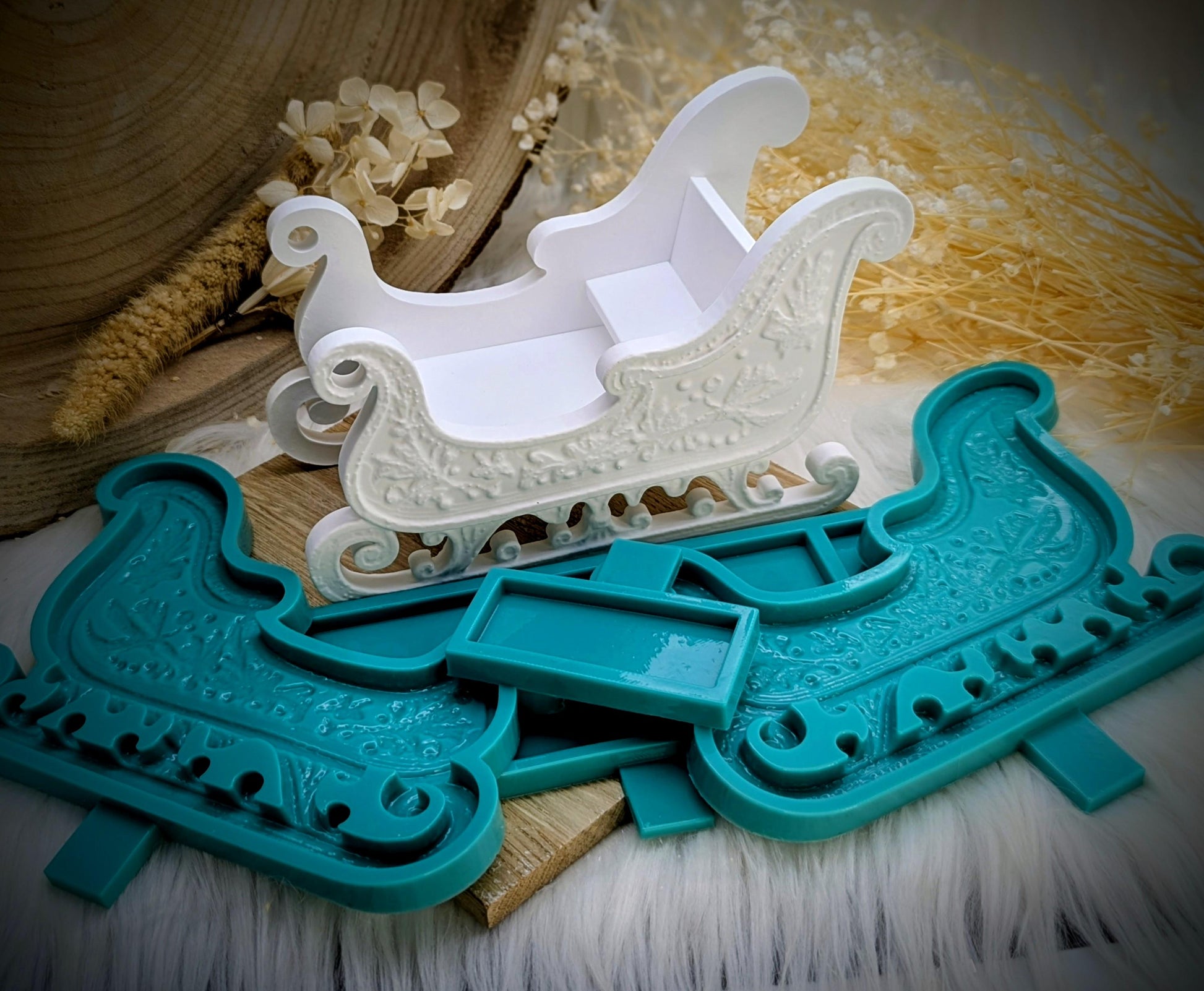 Gießform Schlittenzauber / Weihnachtsschlitten / Miniatur / Raysin