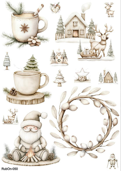 RubOn Sticker / Nordisch / A4 Bogen / Randlos /Abreibebilder / DIY Sticker für z.B. Glas Holz