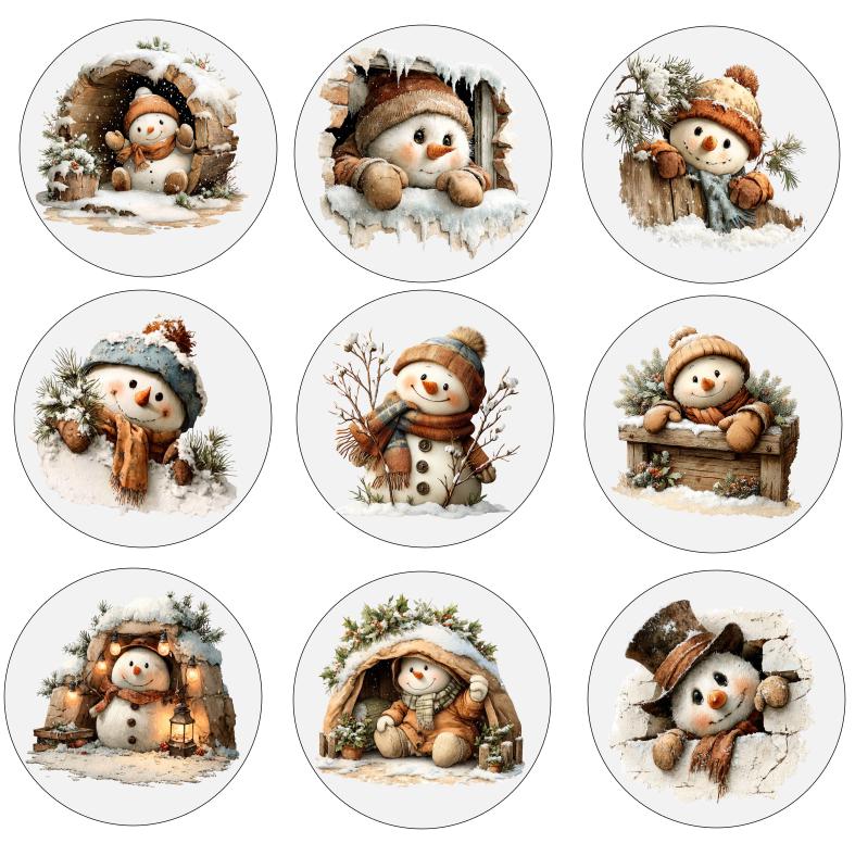 RubOn Sticker / Schneemänner #2 / A4 Bogen / Randlos /Abreibebilder / DIY Sticker für z.B. Glas Holz