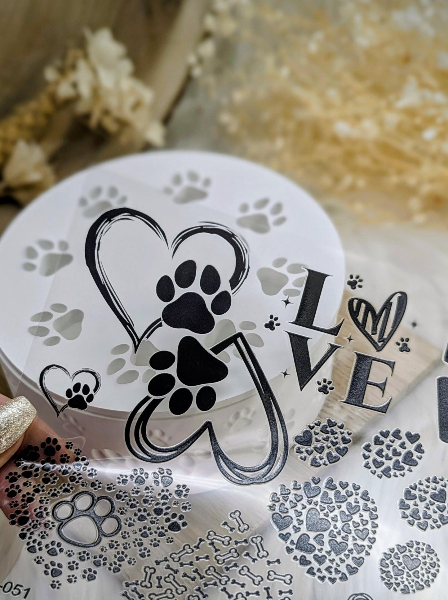 RubOn Sticker / Pfote / A5 Bogen / Randlos / Abreibebilder / DIY Sticker für z.B. Glas Holz