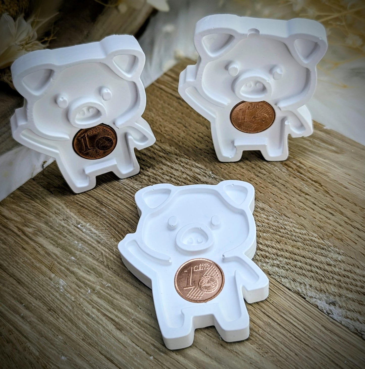 Silikonform Glücksbringer / Glücksschwein / Glücksklee / kleines Glücksduo / Geldgeschenk / Verpackungsidee / Raysin / Silikonform