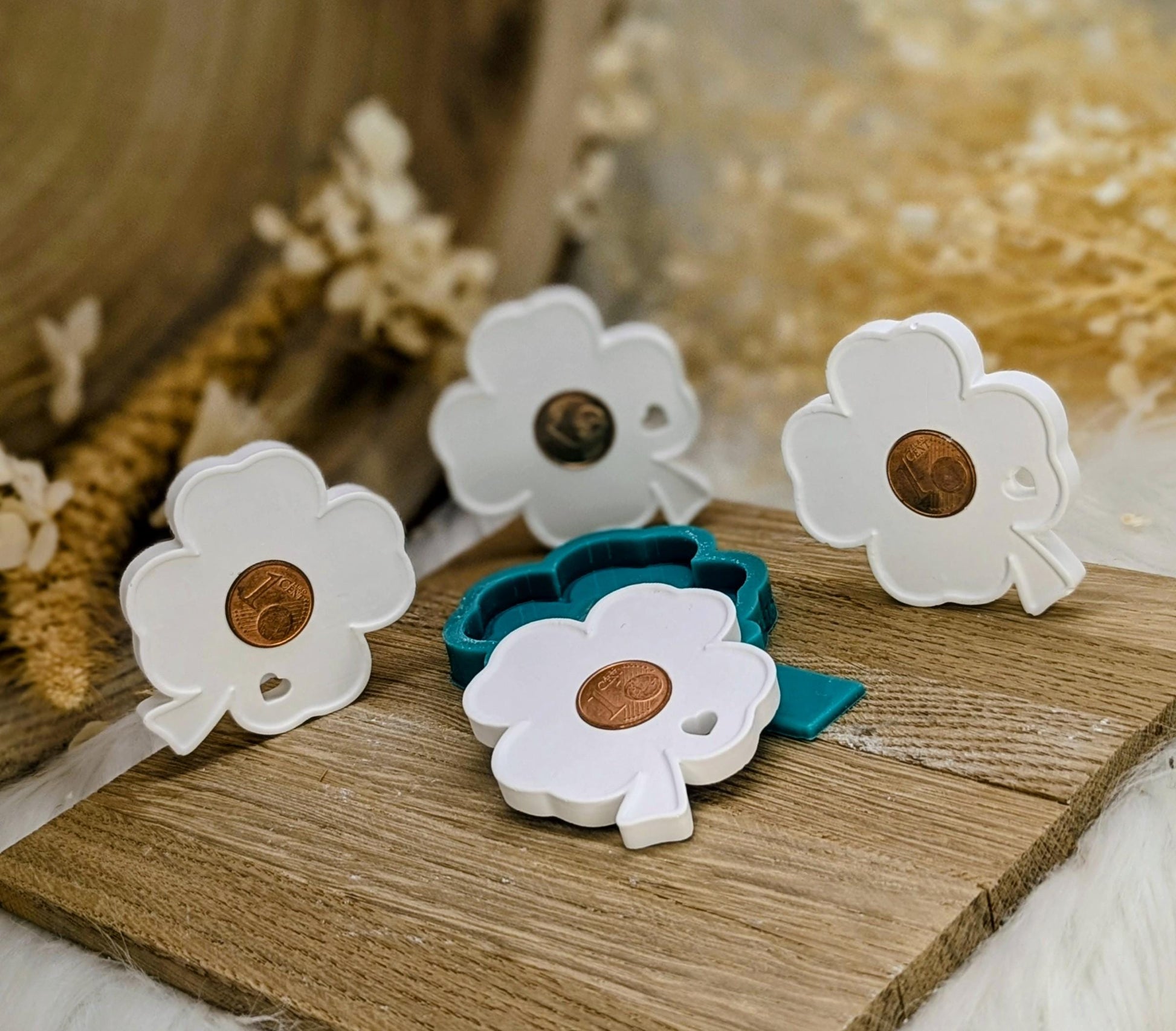 Silikonform Glücksbringer / Glückshäusle / Glücksschwein / Glücksklee / kleines Glückstrio / Geldgeschenk / Verpackungsidee / Raysin