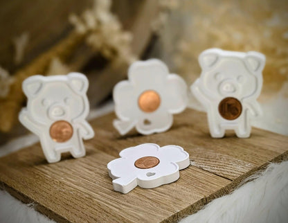 Silikonform Glücksbringer / Glücksschwein / Glücksklee / kleines Glücksduo / Geldgeschenk / Verpackungsidee / Raysin / Silikonform