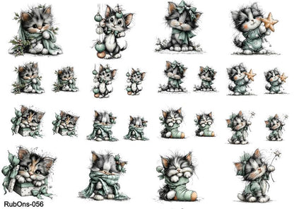 RubOn Sticker / Katzen / A5 Bogen / Randlos / Abreibebilder / DIY Sticker für z.B. Glas Holz