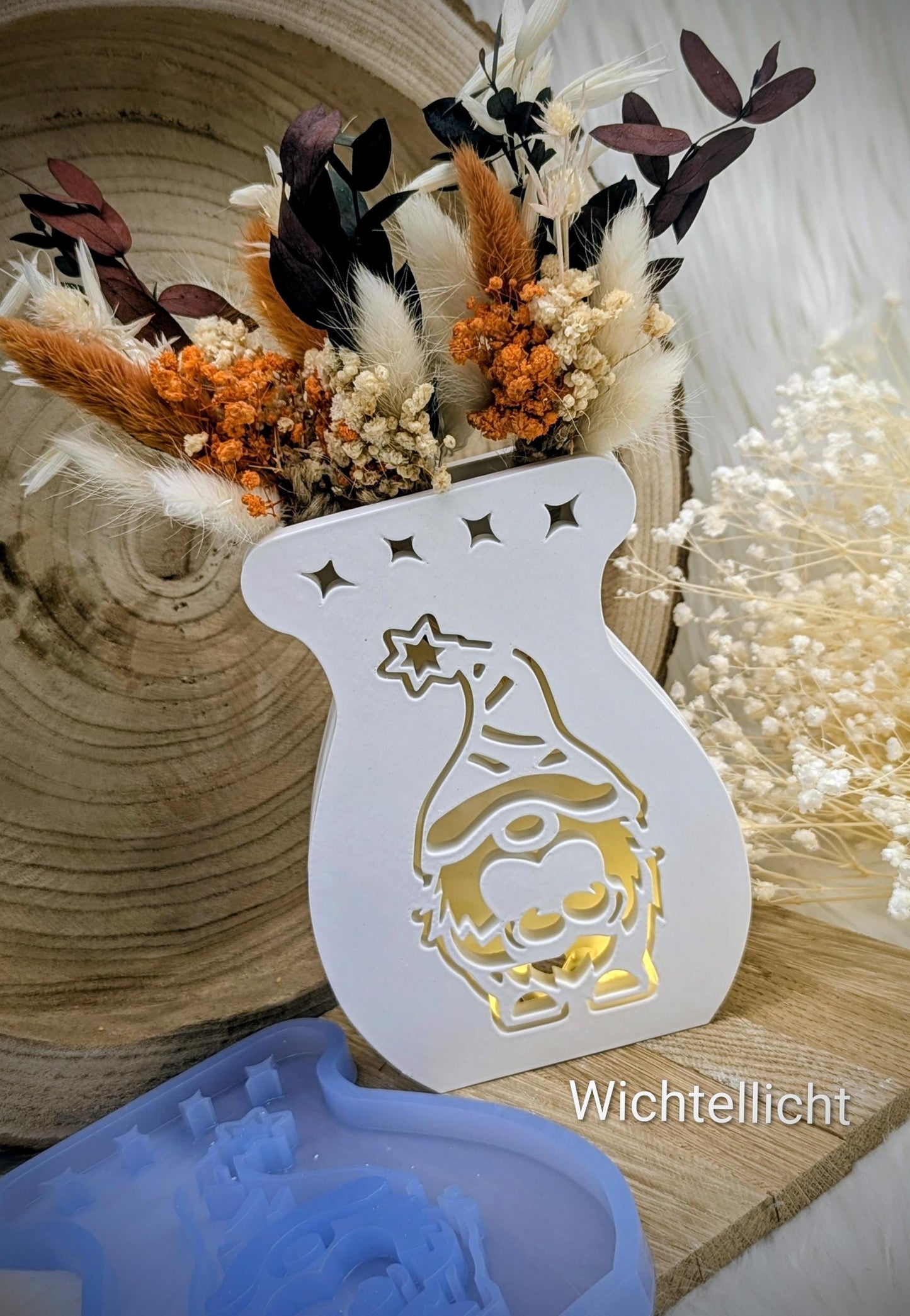 Vase Glow / Beleuchtete Vase für Trockenblumen / Korpus / Wechselfront / / Lampe / Gießform / Raysin / Silikonform