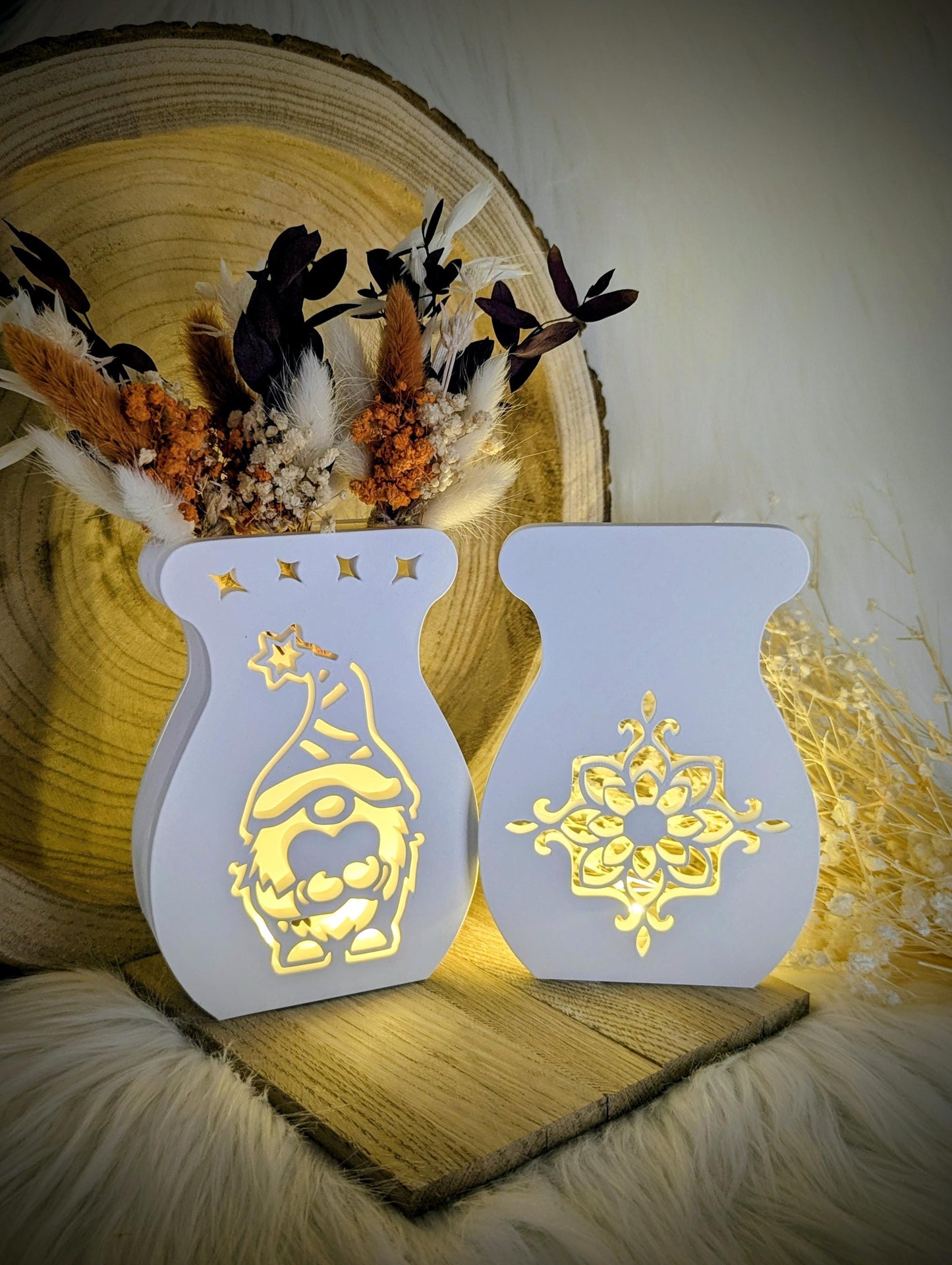 Vase Glow / Beleuchtete Vase für Trockenblumen / Korpus / Wechselfront / / Lampe / Gießform / Raysin / Silikonform