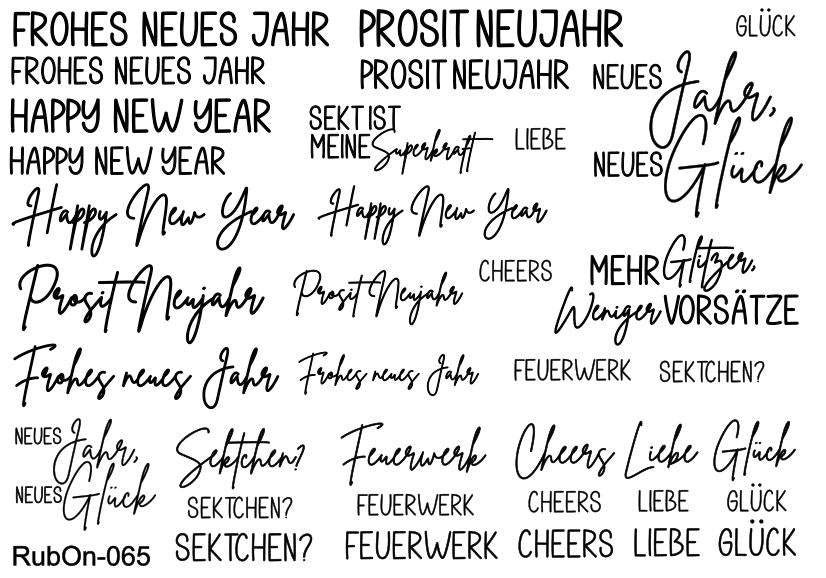 RubOn Sticker / Silvester / A5 Bogen / Randlos / Abreibebilder / DIY Sticker für z.B. Glas Holz