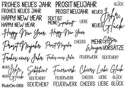 RubOn Sticker / Silvester / A5 Bogen / Randlos / Abreibebilder / DIY Sticker für z.B. Glas Holz
