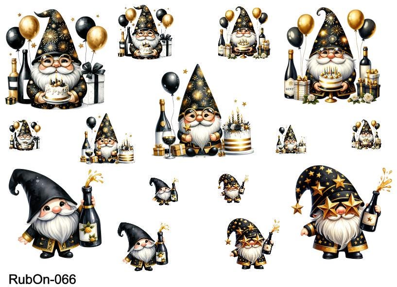 RubOn Sticker / Silvester #2 / A5 Bogen / Randlos / Abreibebilder / DIY Sticker für z.B. Glas Holz