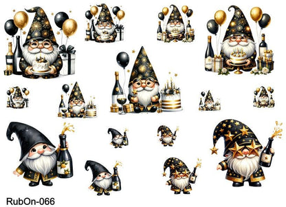 RubOn Sticker / Silvester #2 / A5 Bogen / Randlos / Abreibebilder / DIY Sticker für z.B. Glas Holz