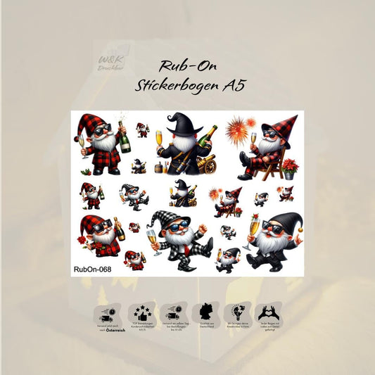 RubOn Sticker / Cooles neues Jahr / A5 Bogen / Randlos / Abreibebilder / DIY Sticker für z.B. Glas Holz