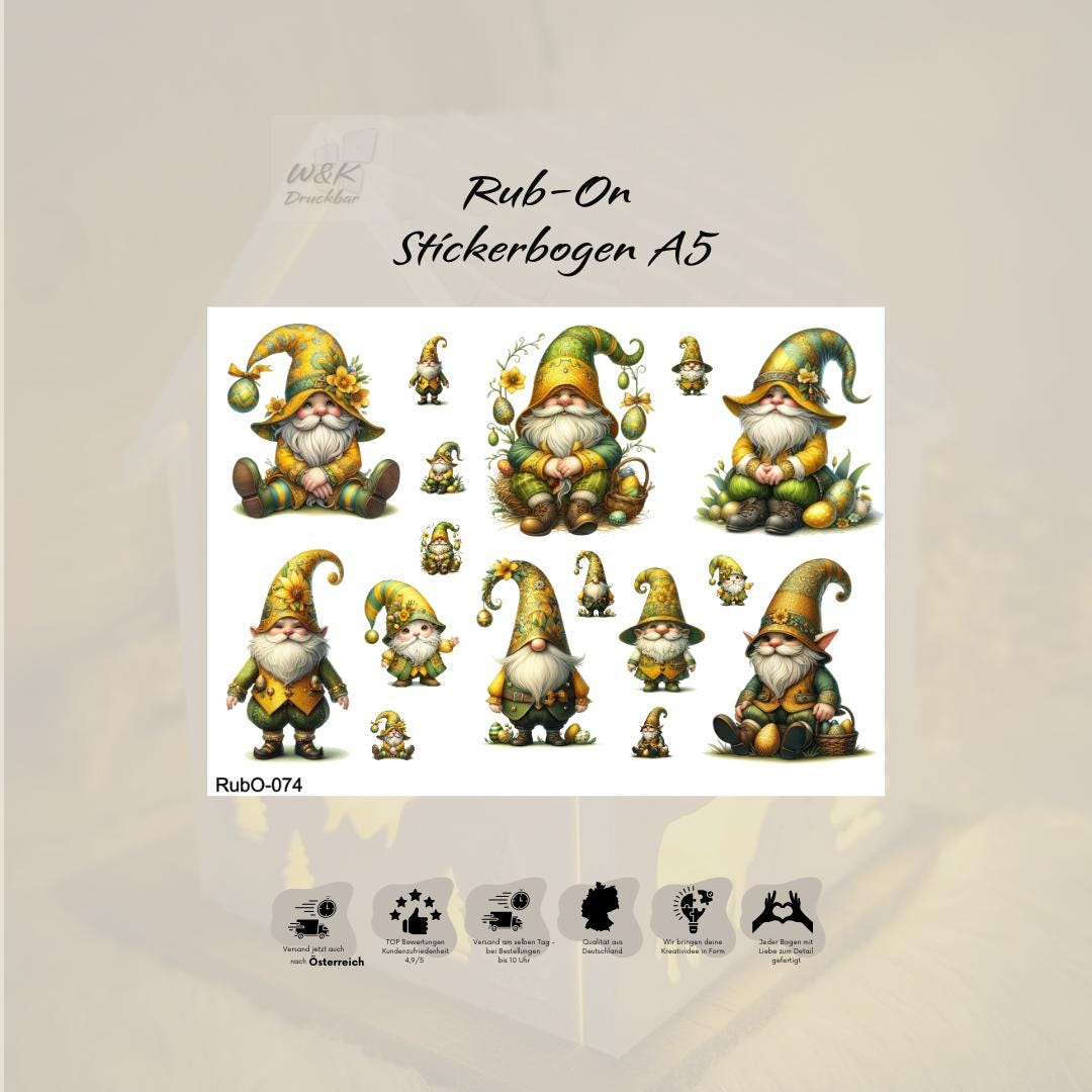 RubOn Sticker / Ostern #5 / A5 Bogen / Randlos / Abreibebilder / DIY Sticker für z.B. Glas Holz