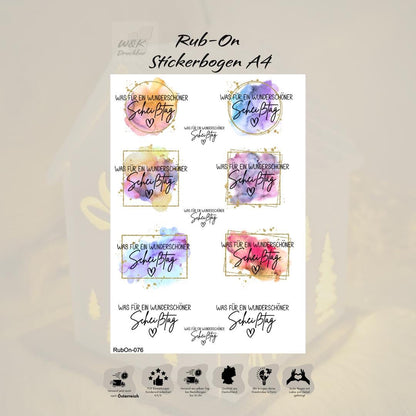 RubOn Sticker / Wunderschöner Scheißtag / A4 Bogen / Randlos /Abreibebilder / DIY Sticker für z.B. Glas Holz