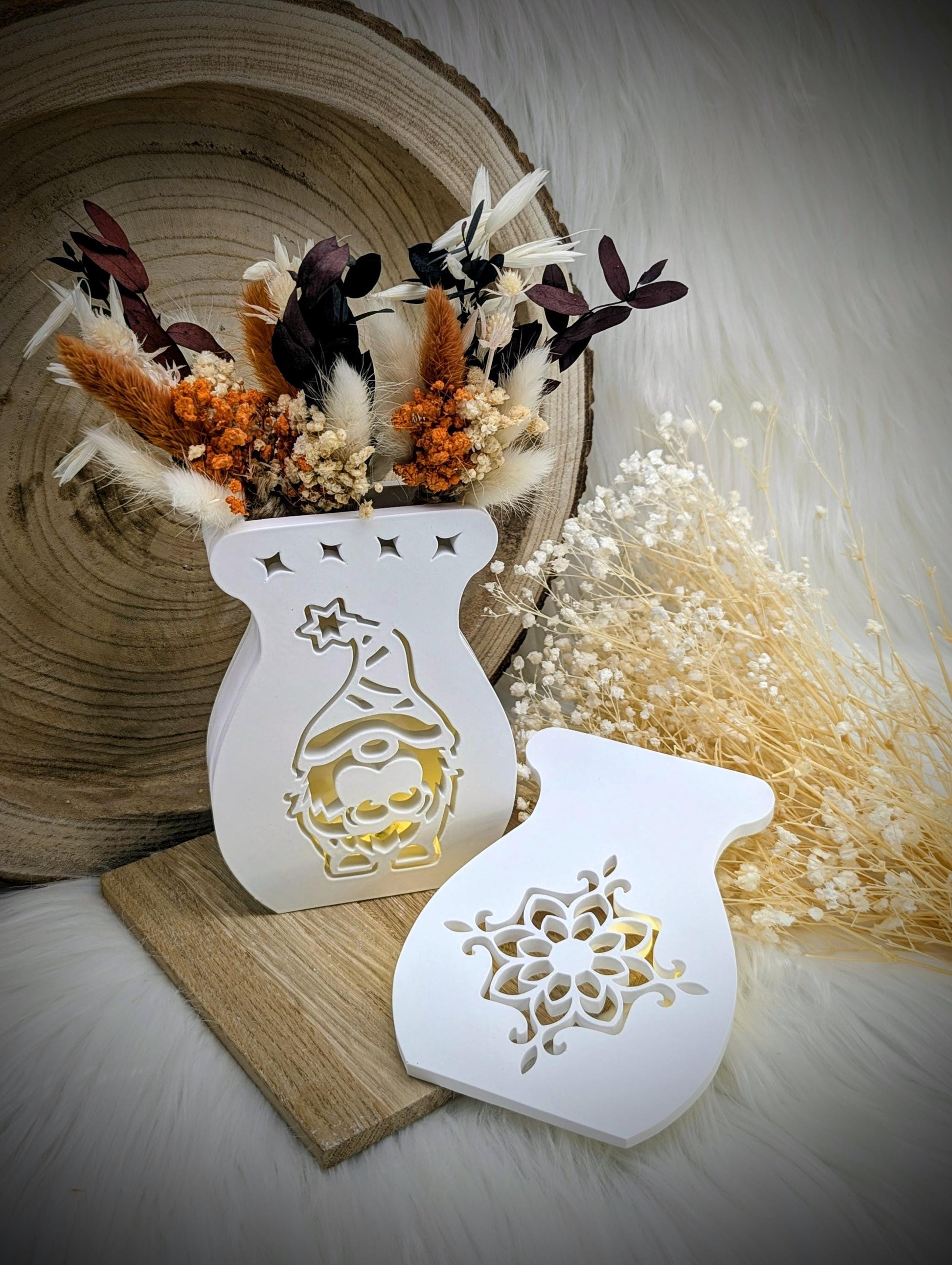 Vase Glow / Beleuchtete Vase für Trockenblumen / Korpus / Wechselfront / / Lampe / Gießform / Raysin / Silikonform