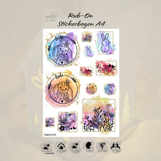 RubOn Sticker / Ostern / A4 Bogen / Randlos /Abreibebilder / DIY Sticker für z.B. Glas Holz