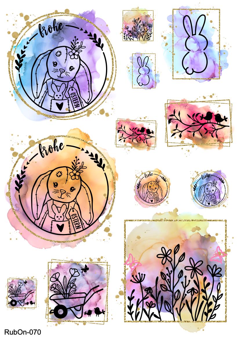 RubOn Sticker / Ostern / A4 Bogen / Randlos /Abreibebilder / DIY Sticker für z.B. Glas Holz