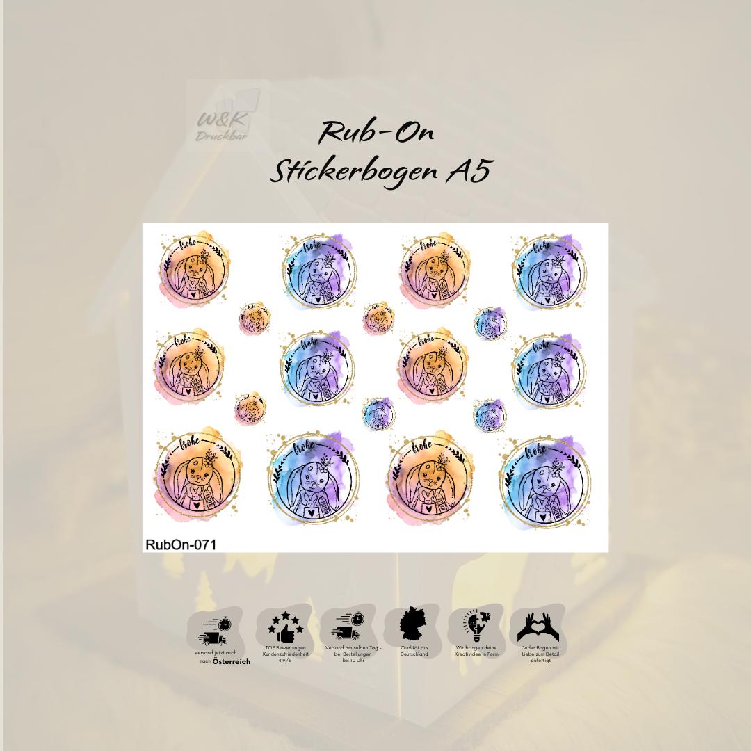 RubOn Sticker / Ostern #2 / A5 Bogen / Randlos / Abreibebilder / DIY Sticker für z.B. Glas Holz
