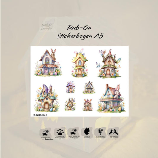 RubOn Sticker / Ostern #4 / A5 Bogen / Randlos / Abreibebilder / DIY Sticker für z.B. Glas Holz