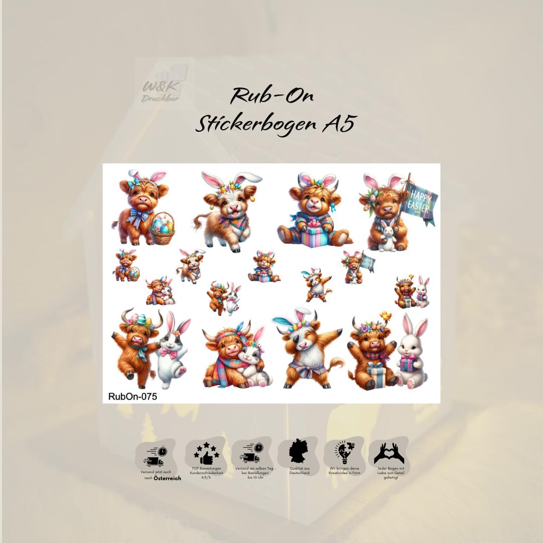 RubOn Sticker / Ostern #6 / A5 Bogen / Randlos / Abreibebilder / DIY Sticker für z.B. Glas Holz