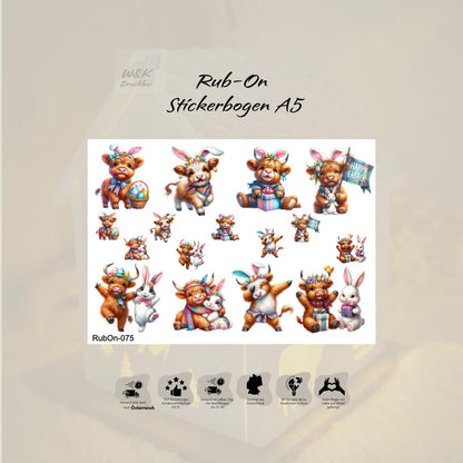 RubOn Sticker / Ostern #6 / A5 Bogen / Randlos / Abreibebilder / DIY Sticker für z.B. Glas Holz