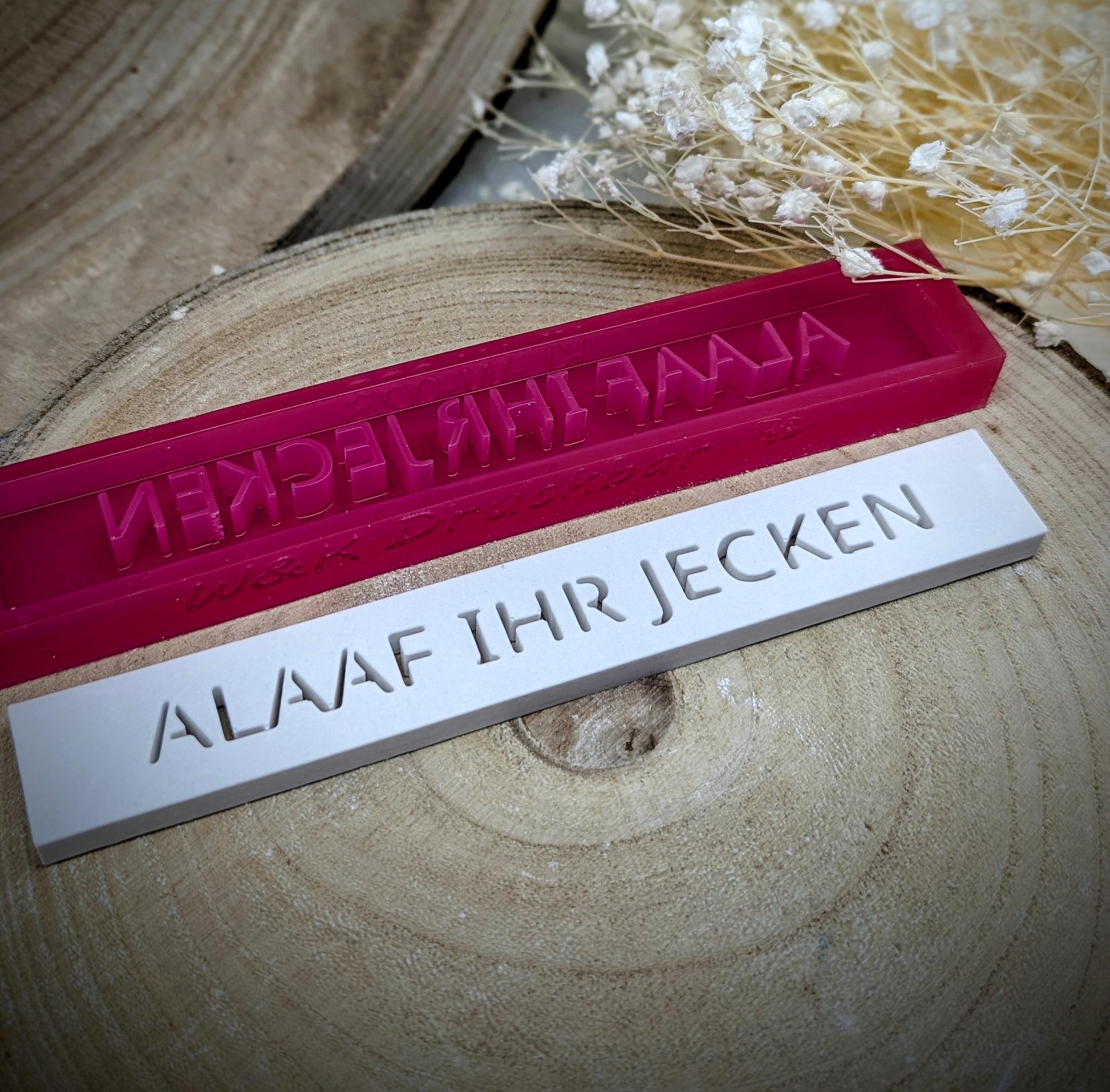 Klötzchen Gießform / ALAAF IHR JECKEN / Silikonform für Klötzchen / 160x22x8 mm / Silikon Klötzchen Gießform /Gießform Klötzchen