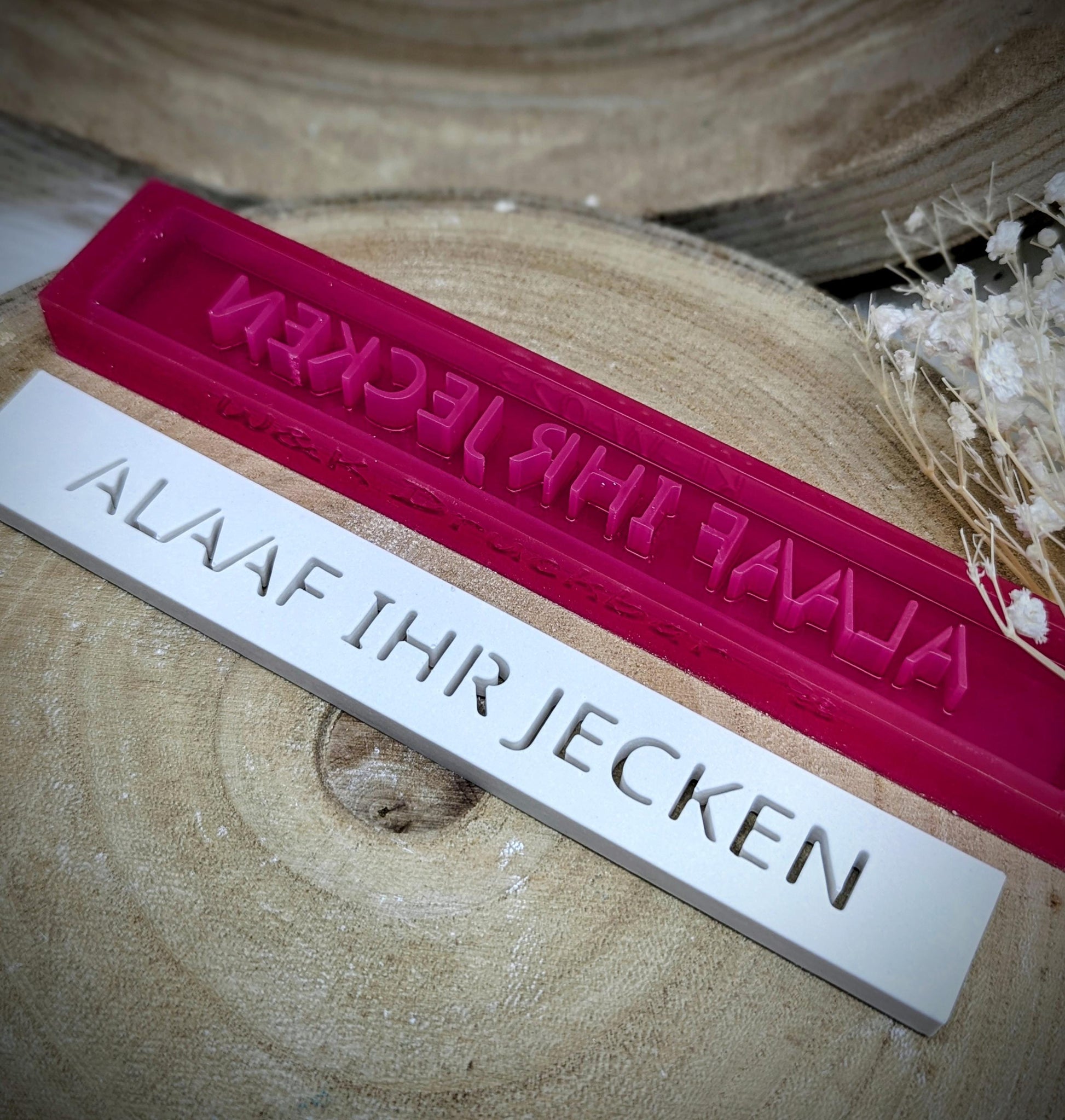 Klötzchen Gießform / ALAAF IHR JECKEN / Silikonform für Klötzchen / 160x22x8 mm / Silikon Klötzchen Gießform /Gießform Klötzchen