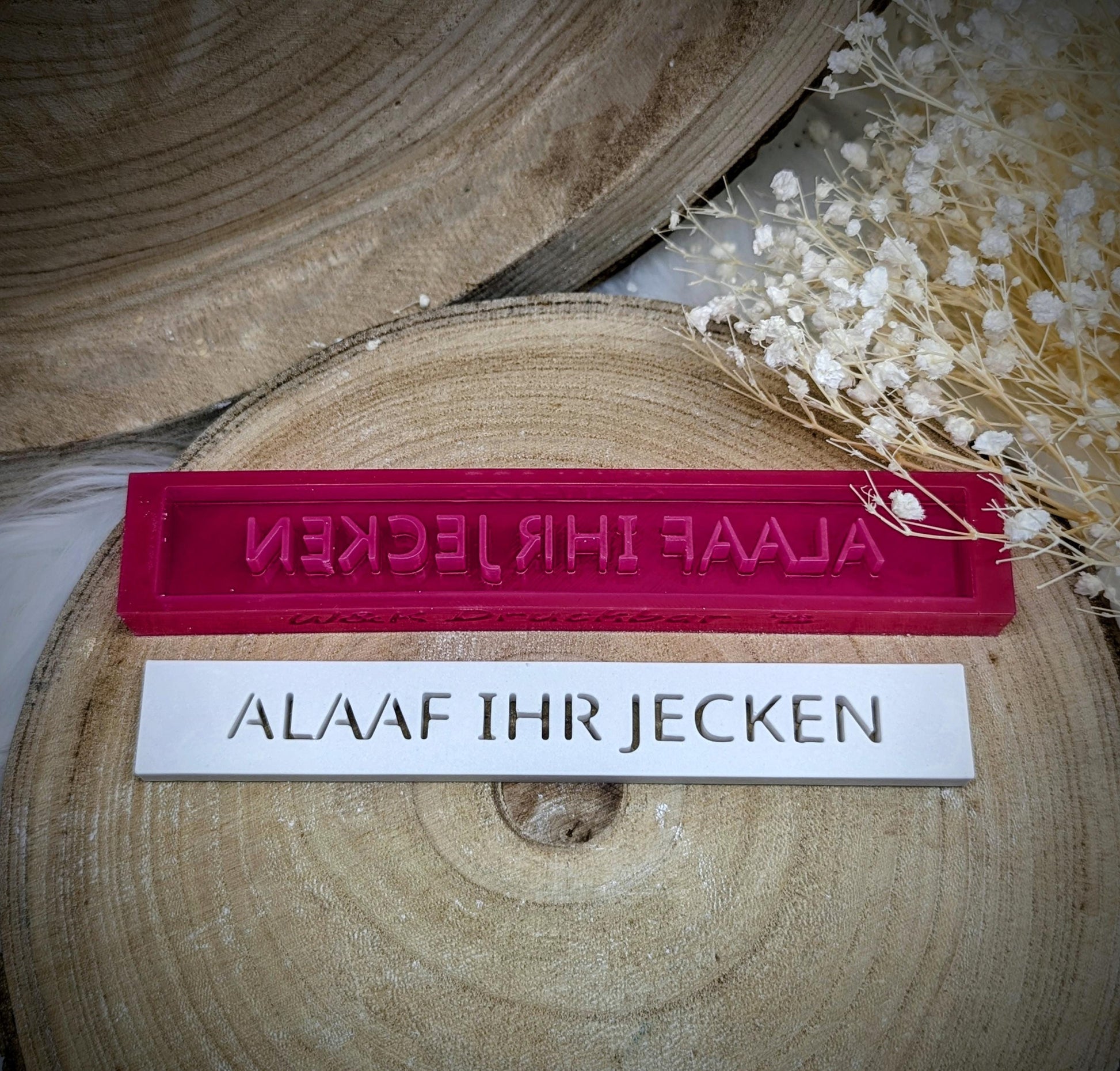 Klötzchen Gießform / ALAAF IHR JECKEN / Silikonform für Klötzchen / 160x22x8 mm / Silikon Klötzchen Gießform /Gießform Klötzchen