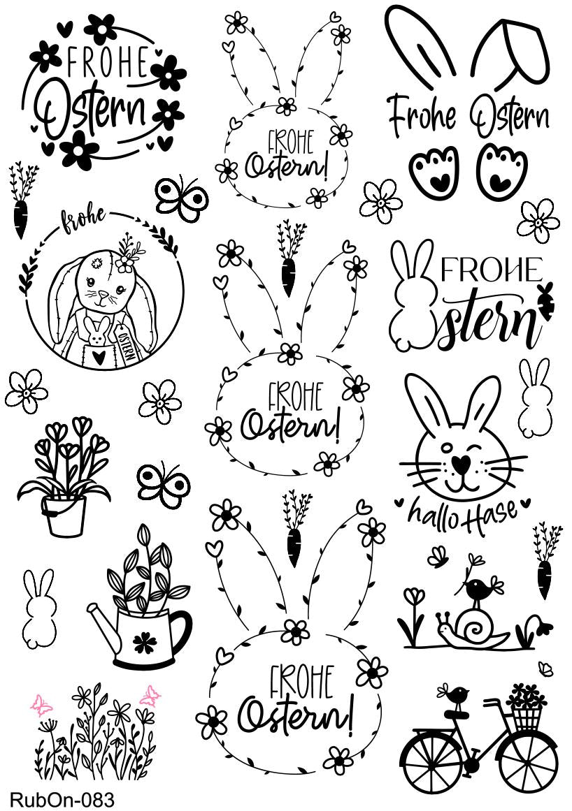 RubOn Sticker / Ostern #7 / A4 Bogen / Randlos /Abreibebilder / DIY Sticker für z.B. Glas Holz