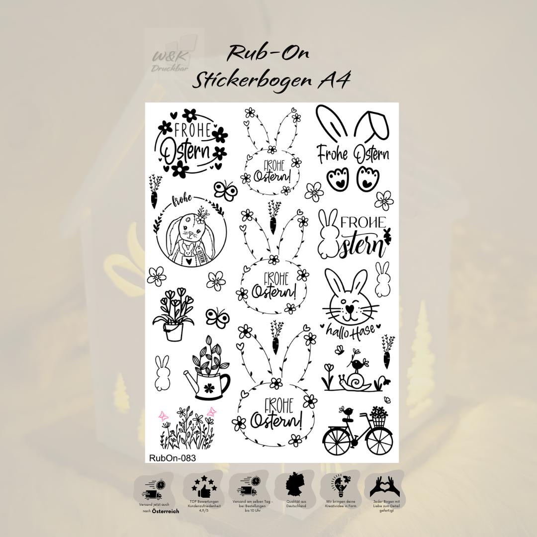 RubOn Sticker / Ostern #7 / A4 Bogen / Randlos /Abreibebilder / DIY Sticker für z.B. Glas Holz