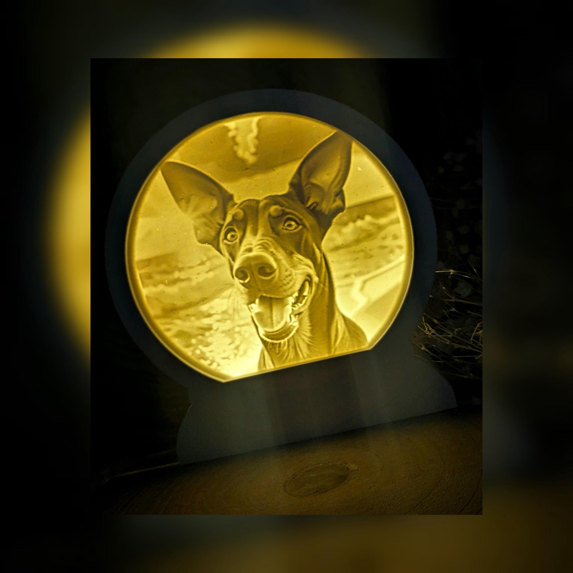 Loop Lampe/ Enzo / Dobermann / Premium-Qualität / Lampe / Lithophane / Gießform / Raysin / Silikonform