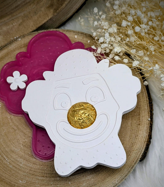 Silikonform Clown als Schokokugel-Display / Serviettenring / Serviettenhalter / Karneval / Raysin