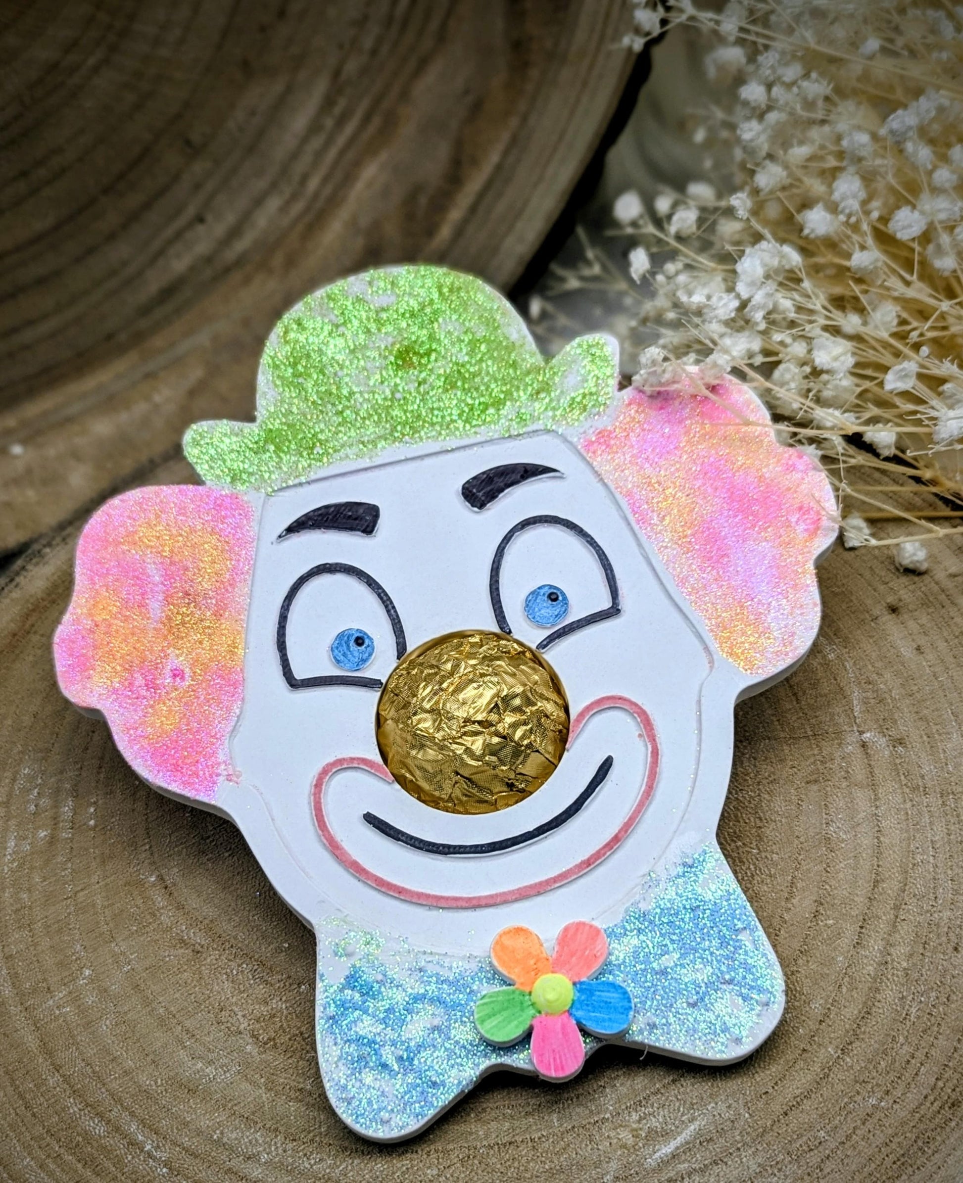 Silikonform Clown als Schokokugel-Display / Serviettenring / Serviettenhalter / Karneval / Raysin