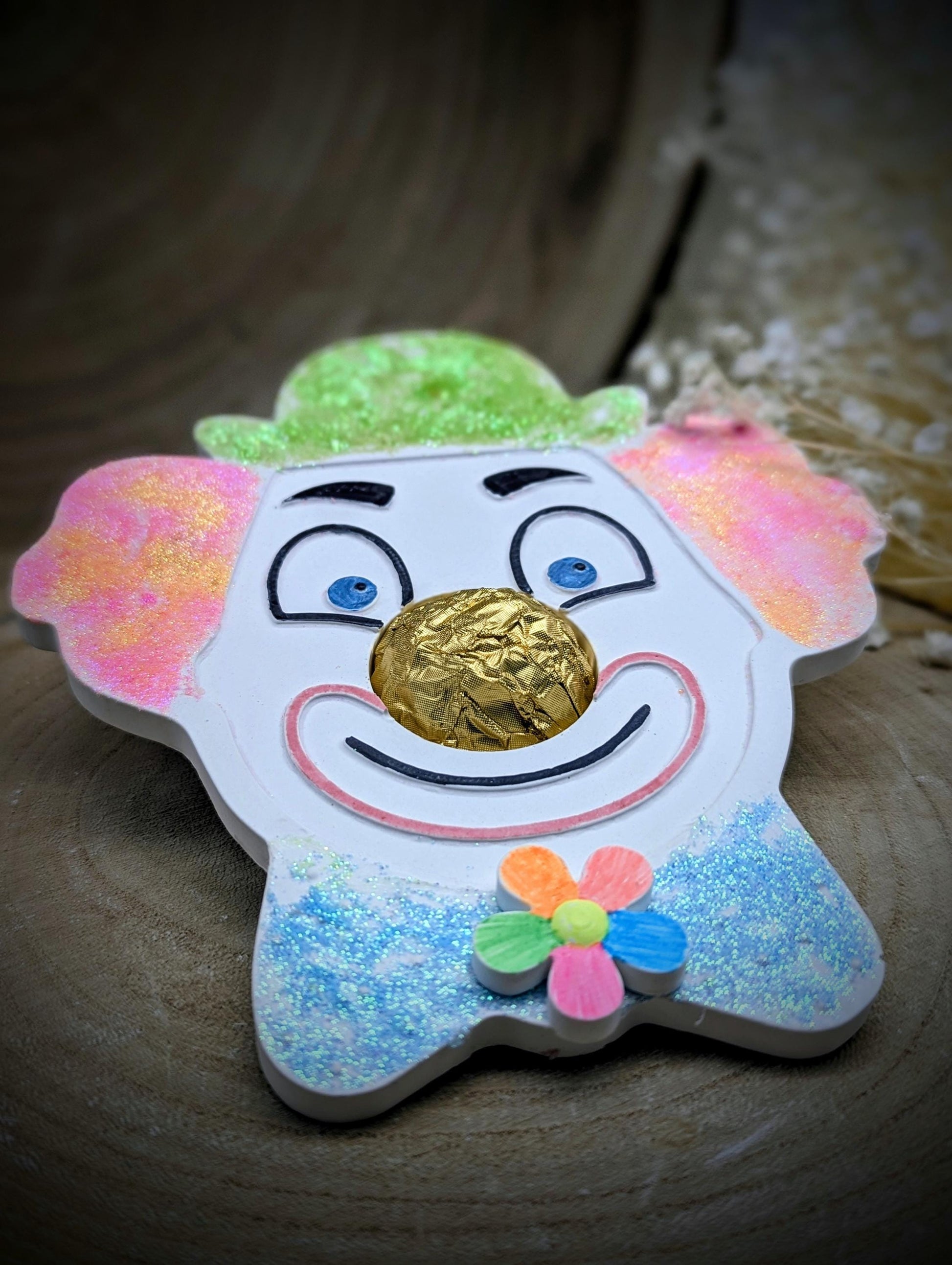 Silikonform Clown als Schokokugel-Display / Serviettenring / Serviettenhalter / Karneval / Raysin