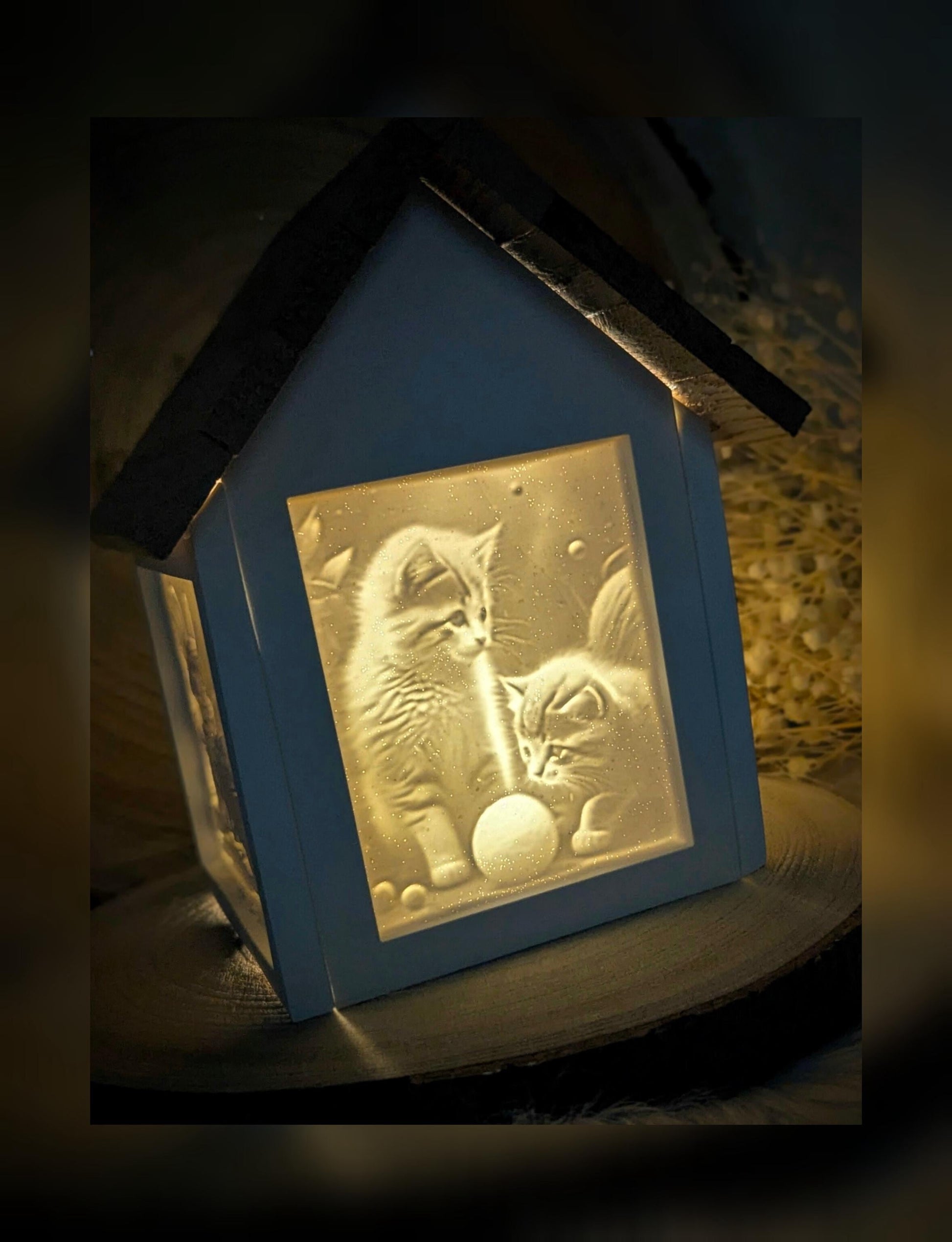 Silikonform für Lichthäuschen Lithophane Pfotenfreunde / Premium-Qualität / Seitenwand Lithophane / Standarthaus / Raysin / Silikonform