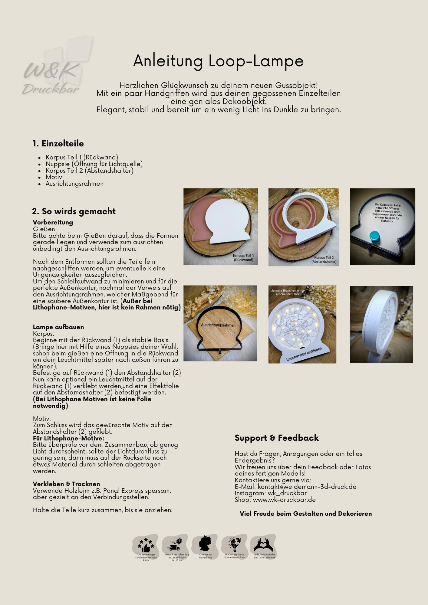 Loop Lampe/ Rex / Schäferhund / Premium-Qualität / Lampe / Lithophane / Gießform / Raysin / Silikonform