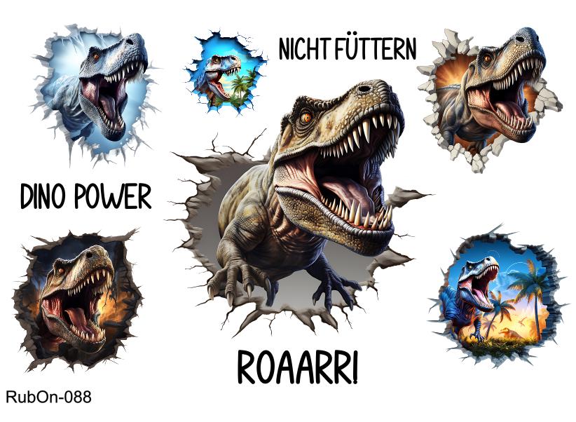 RubOn Sticker / Dinos / A5 Bogen / Randlos /Abreibebilder / DIY Sticker für z.B. Glas Holz