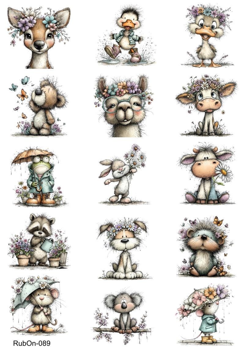 RubOn Sticker / Frühling / A4 Bogen / Randlos /Abreibebilder / DIY Sticker für z.B. Glas Holz