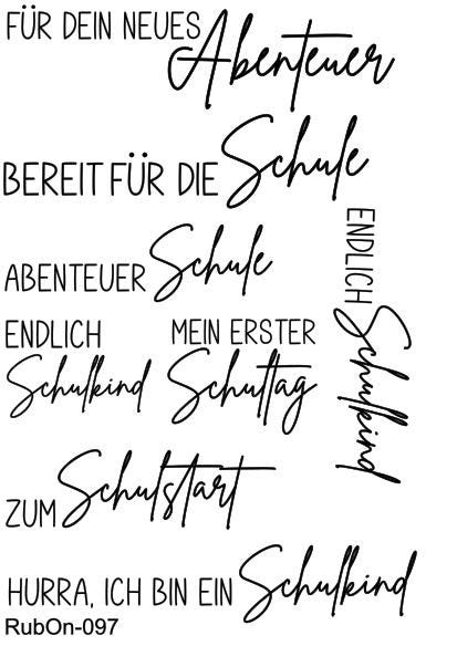 RubOn Sticker / Einschulung / A6 Bogen / Randlos /Abreibebilder / DIY Sticker für z.B. Glas Holz
