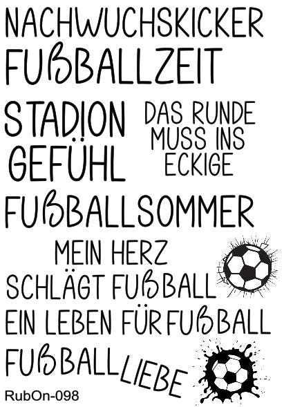 RubOn Sticker / Fußball / A6 Bogen / Randlos /Abreibebilder / DIY Sticker für z.B. Glas Holz