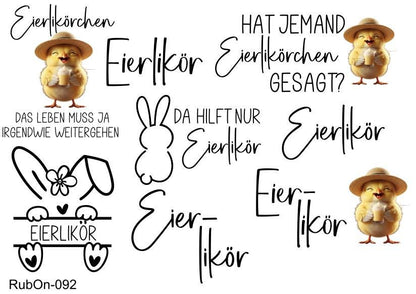 RubOn Sticker / Eierlikör / A5 Bogen / Randlos / Abreibebilder / DIY Sticker für z.B. Glas Holz