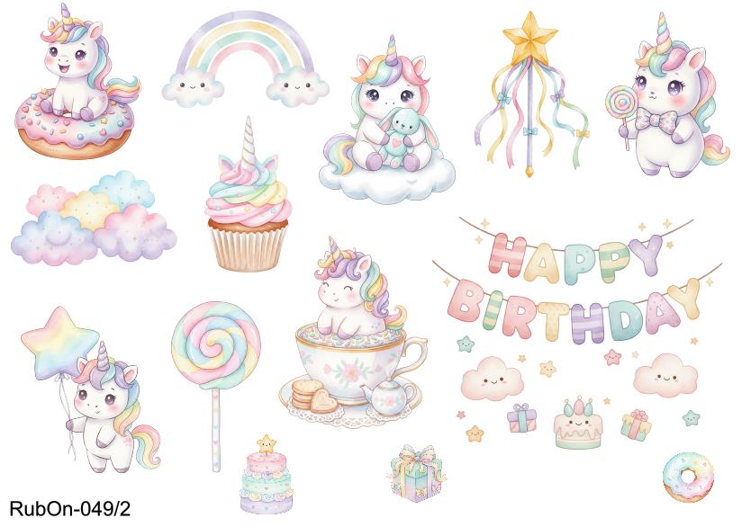 RubOn Sticker / Unicorn / A5 Bogen / Randlos / Abreibebilder / Einhorn / DIY Sticker für z.B. Glas Holz