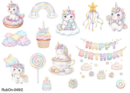 RubOn Sticker / Unicorn / A5 Bogen / Randlos / Abreibebilder / Einhorn / DIY Sticker für z.B. Glas Holz