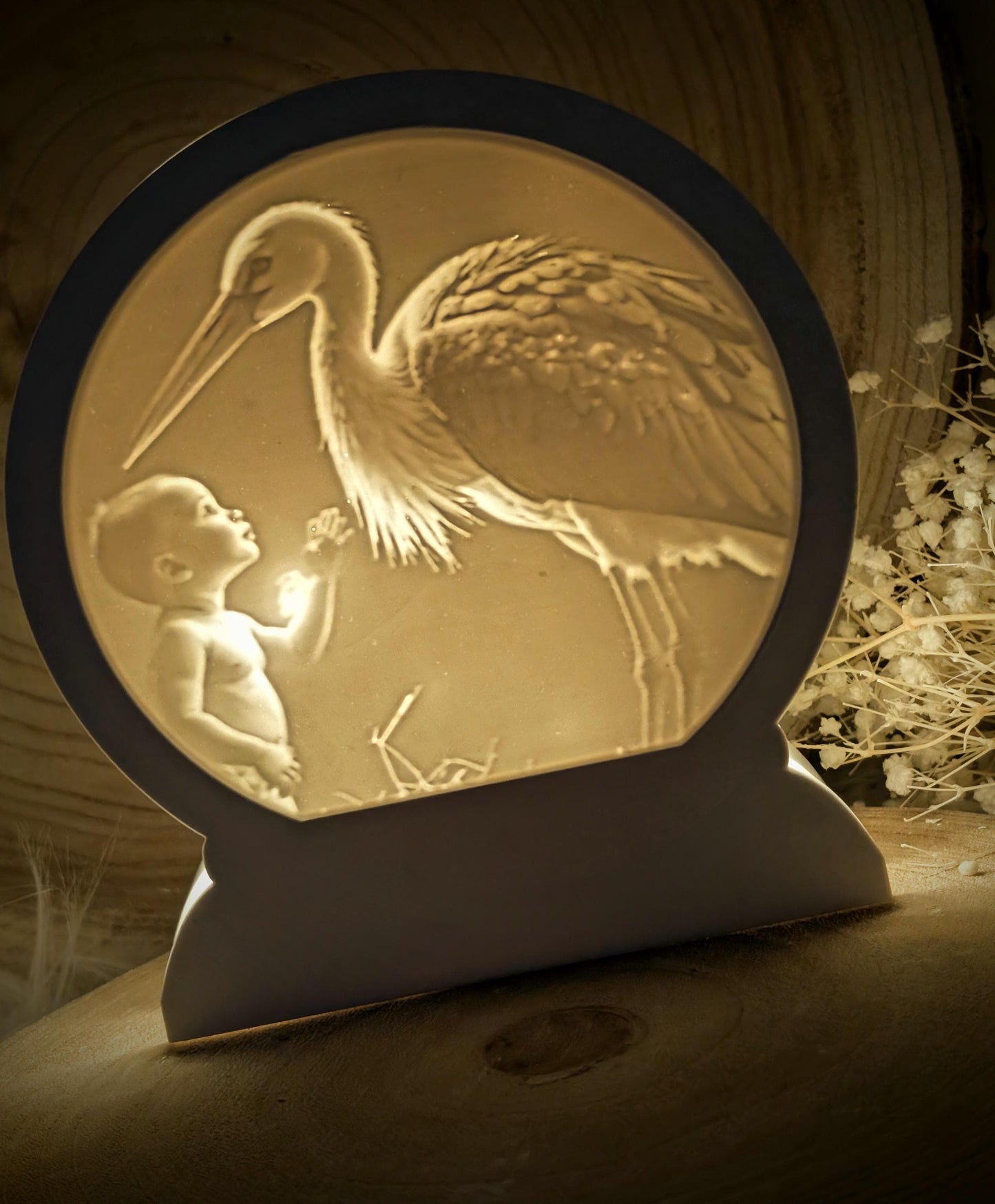 Loop Lampe/ Hallo kleines Wunder / Baby / Storch / Premium-Qualität / Lampe / Lithophane / Gießform / Raysin / Silikonform