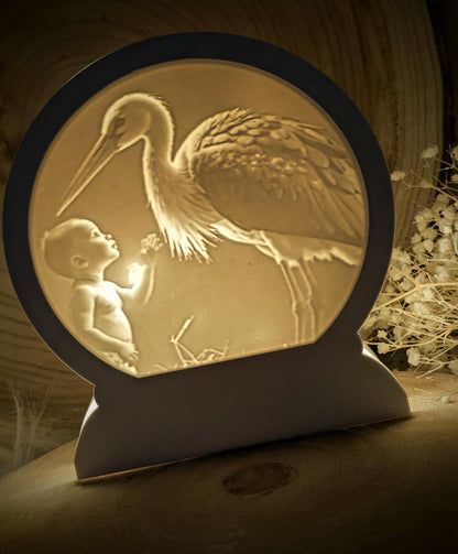 Loop Lampe/ Hallo kleines Wunder / Baby / Storch / Premium-Qualität / Lampe / Lithophane / Gießform / Raysin / Silikonform
