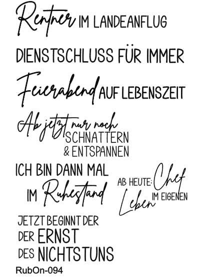 RubOn Sticker / Rente "Locker" / A6 Bogen / Randlos /Abreibebilder / DIY Sticker für z.B. Glas Holz